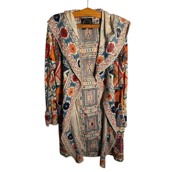 Johnny Was Sweaters - Johnny Was Biya  Knit Pocket Duster Hooded Cardigan Sweater Size XS 💐